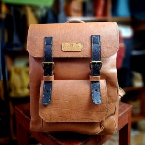 Genuine Brown Leather Backpack