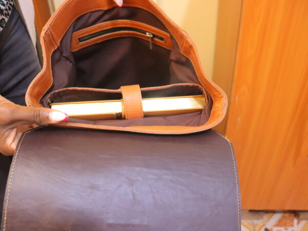 Genuine Brown Leather Backpack